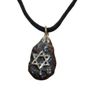 Sea of Galilee Pebble Stone Pendant Necklace Star of David